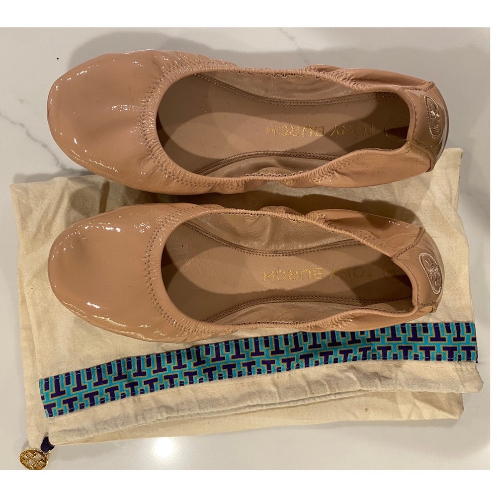 Tory Burch Nude Patent Flats, Size 8.5